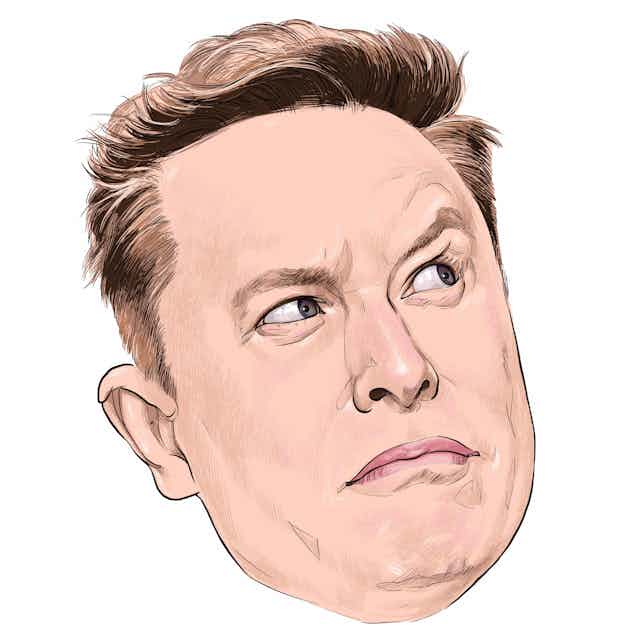 painting of Elon Musk looking quizzical
