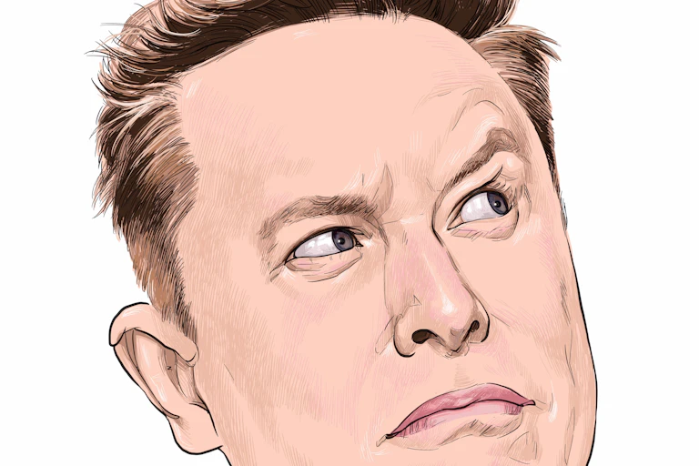 painting of Elon Musk looking quizzical