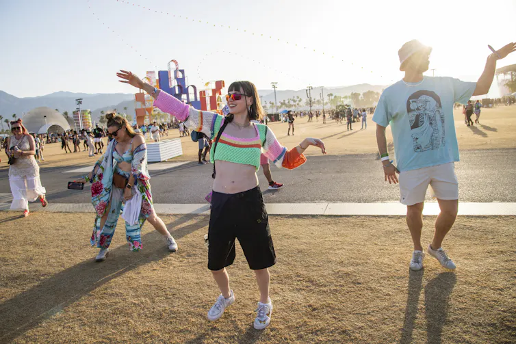 People dancing at a festival