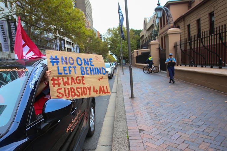 Protests calling for wage subsidies