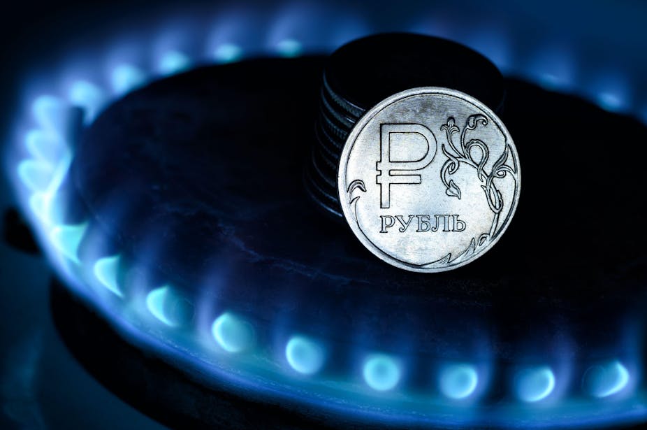Gas burner with rouble coin.
