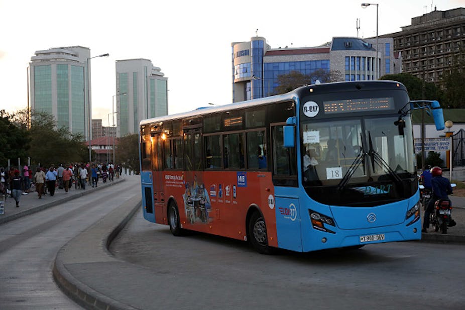 Picture of a rapid transit bus in a Dar es Salaam 