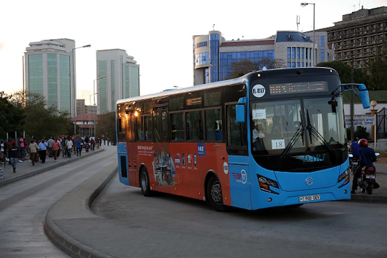 Picture of a rapid transit bus in a Dar es Salaam