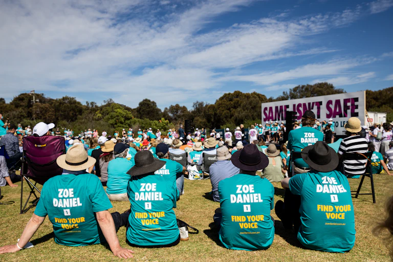 Supporters at an event for Zoe Daniel.