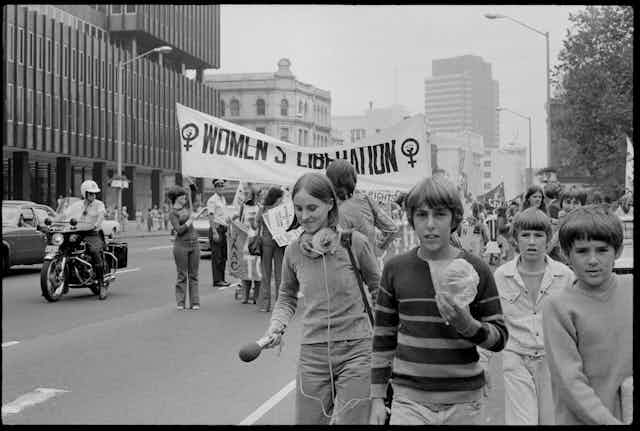 Children at a women's liberation march