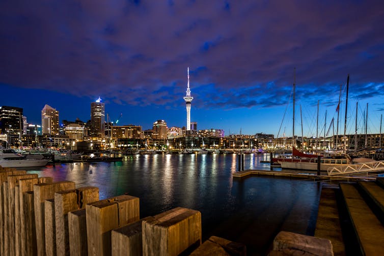 Auckland viaduct at twighlight.