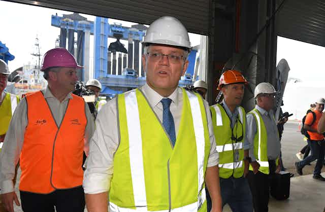 Prime Minister Scott Morrison visits Norship shipyard engineering facility on Day 18 of the 2022 federal election campaign
