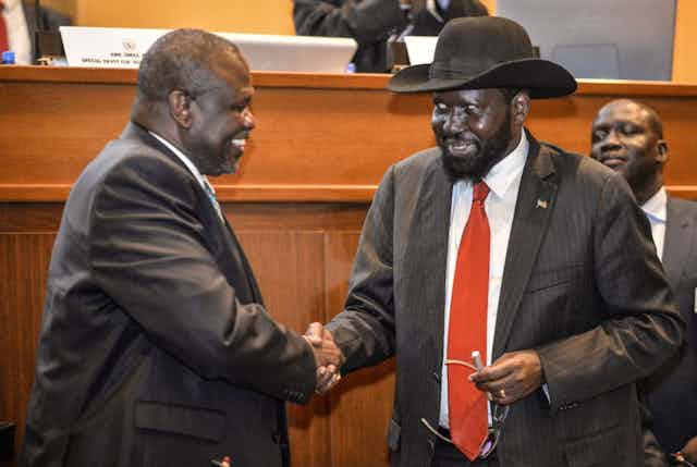 Salva Kiir (right) and his deputy Riek Machar