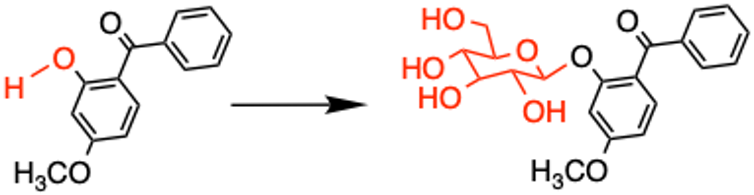 A chemical chart showing two different molecular structures.
