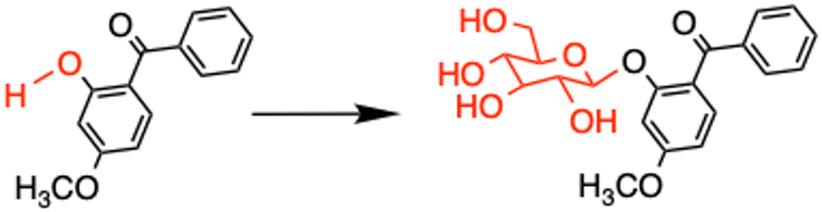 A chemical chart showing two different molecular structures.