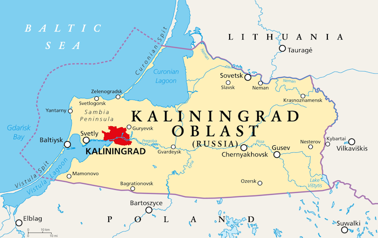 Locator map of Kaliningrad Oblast.