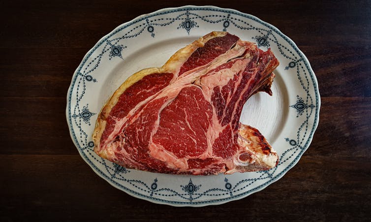 Raw steak on a plate