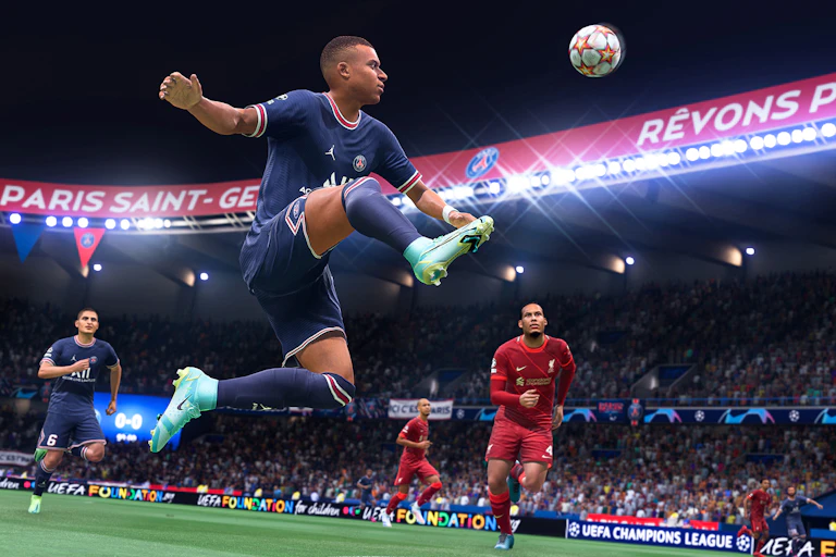 Game still of a soccer game