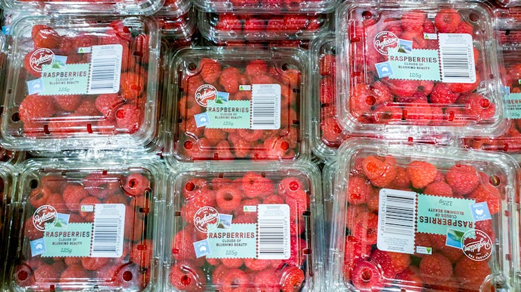 punnets of raspberries