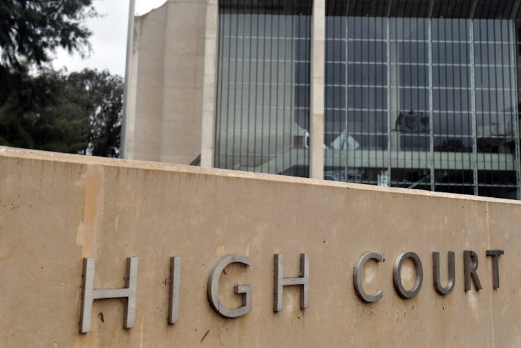 The front entrance of the High Court in Canberra.