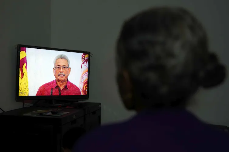 Sri Lanka President Gotabaya Rajapaksa addresses the nation.