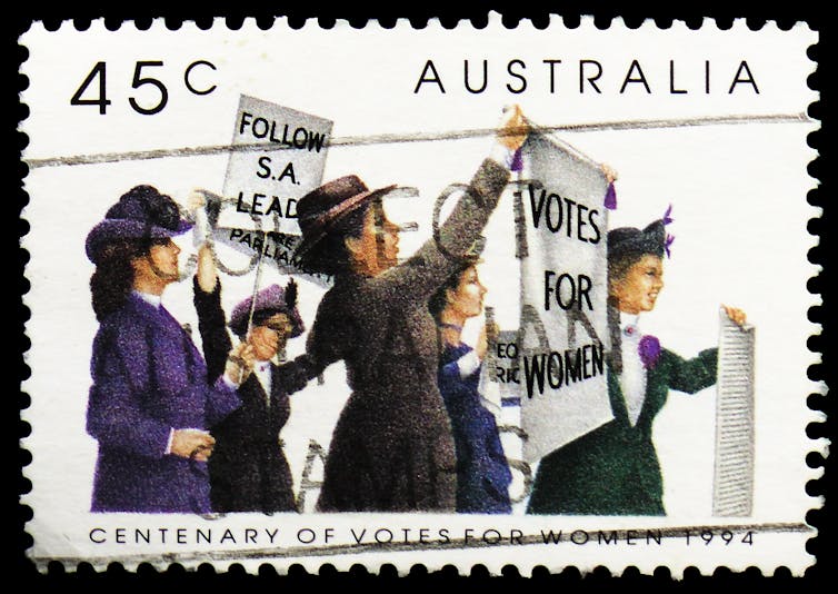A stamp from 1994 commemorating the efforts of Australian 'suffragettes'