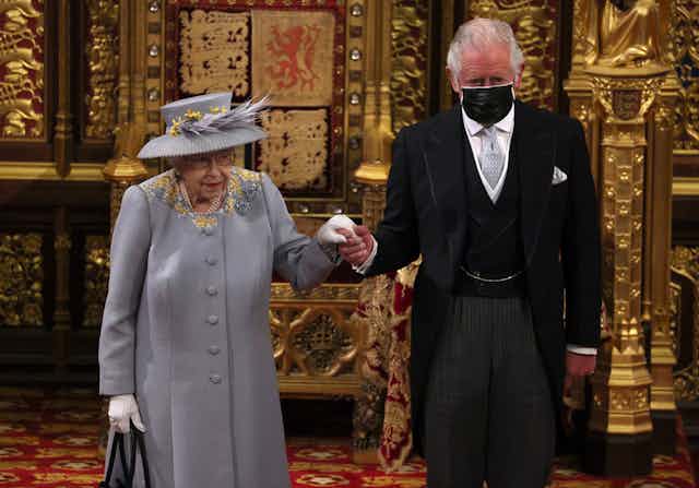 Queen Elizabeth and Prince Charles at the Palace of Westminster in 2021