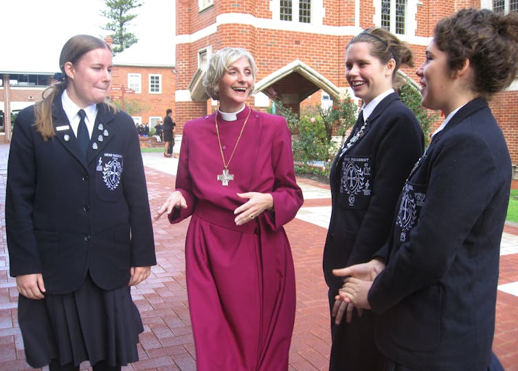 Female Anglican Bishop & students