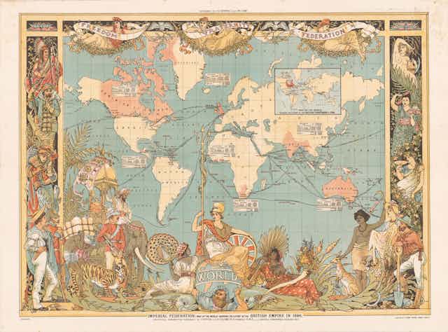 Illustrated historical map of the British Empire