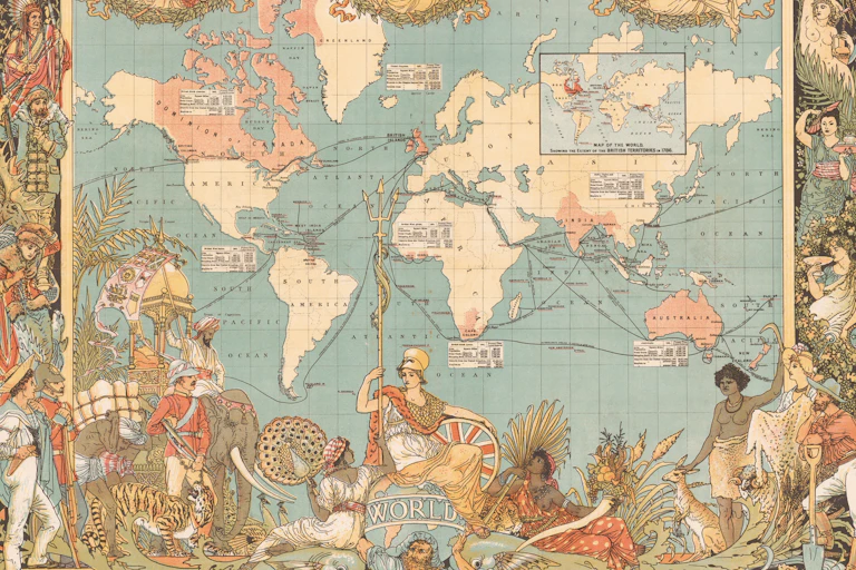 Illustrated historical map of the British Empire