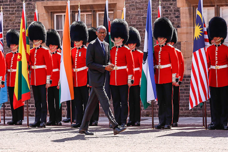 President Paul Kagame of Rwanda arrives to the Executive Session of the CHOGM in London