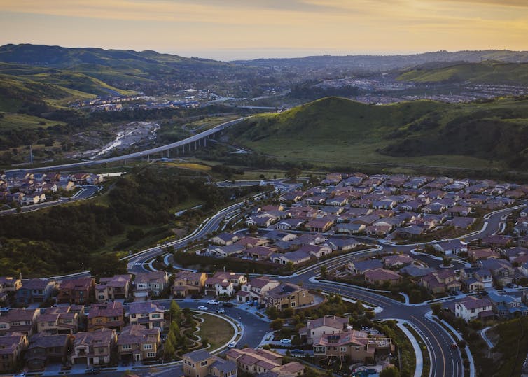 Suburbs overlooking the city in Rancho Mission Viejo, California.