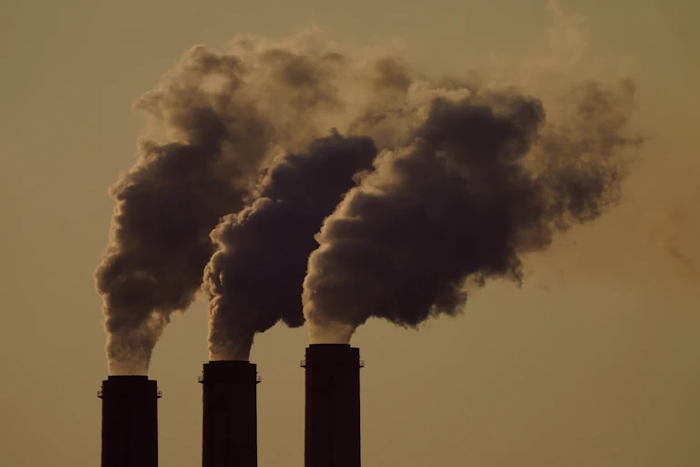 Smokestacks belching smoke