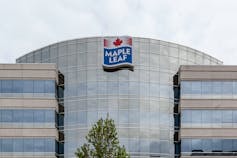 Office building with Maple Leaf logo on the front