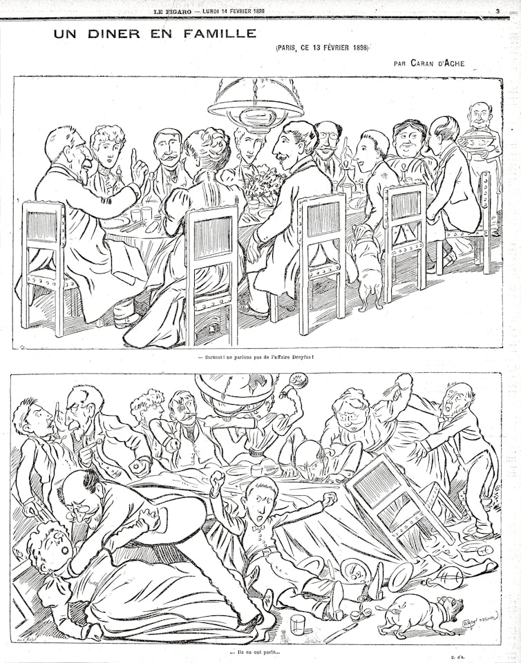 Cartoon gepubliceerd in de kolommen van Le Figaro, 14 februari 1898