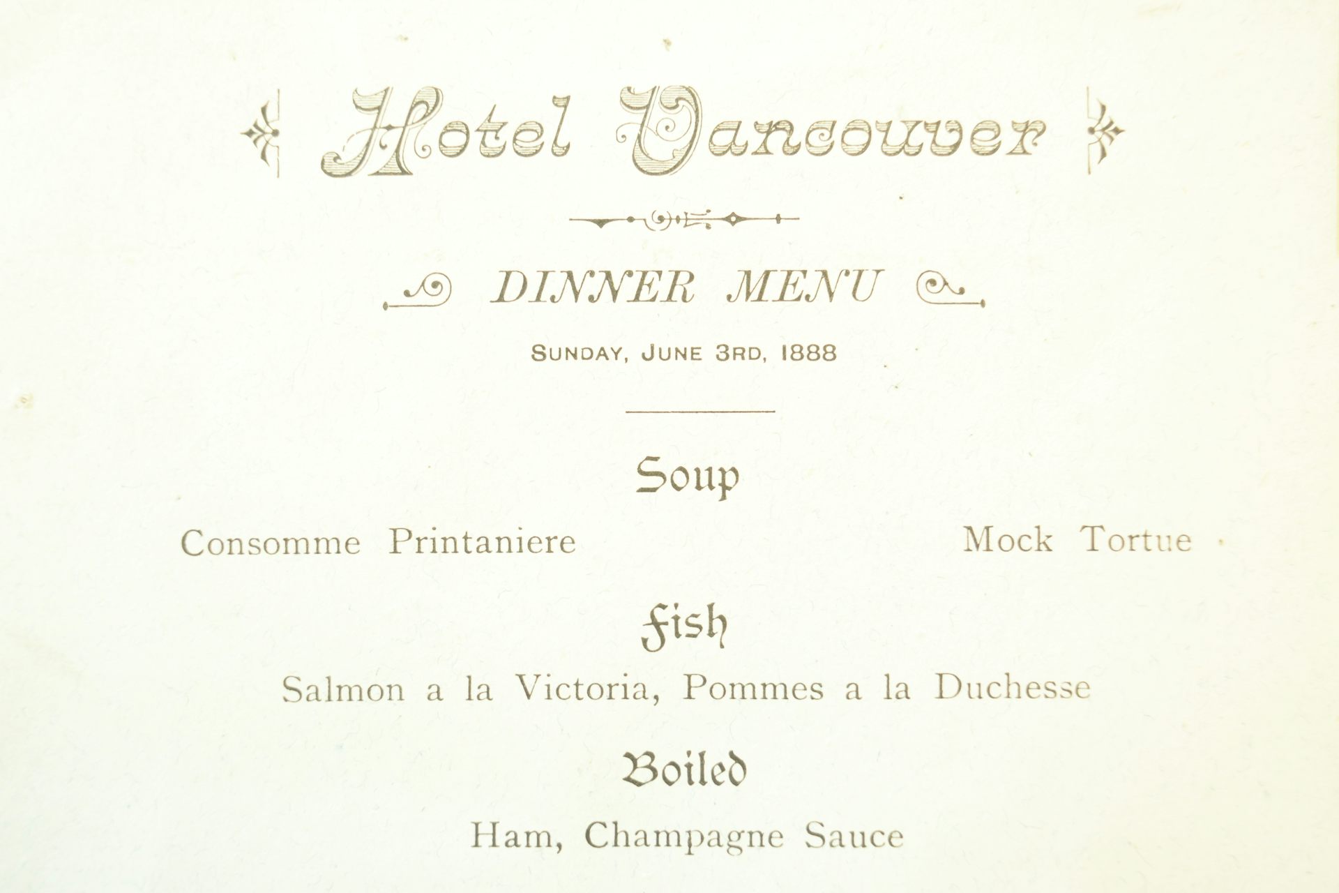 A restaurant menu from 1888