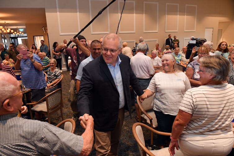 Scott Morrison greets retirement village residents.