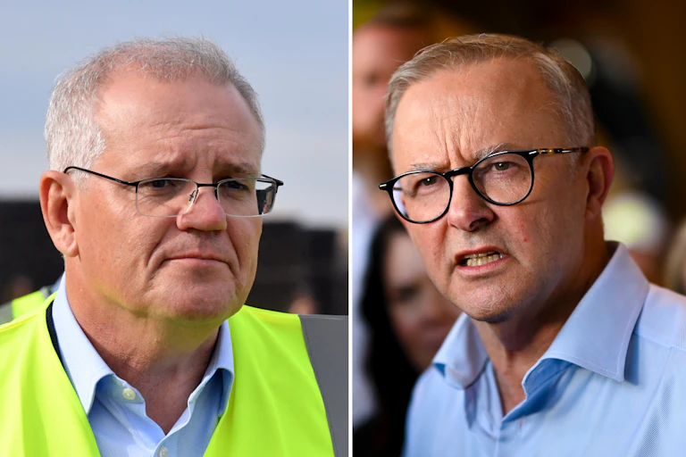 Scott Morrisona and Anthony Albanese in a composite photo.