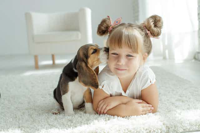 Girl and her pet dog.