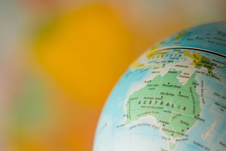 Australia on a globe