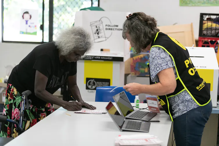 An Aboriginal person is voting.