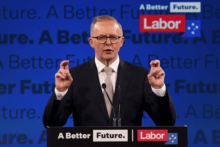Anthony Albanese at the Labor Party's campaign launch on Sunday, May 1 2022.