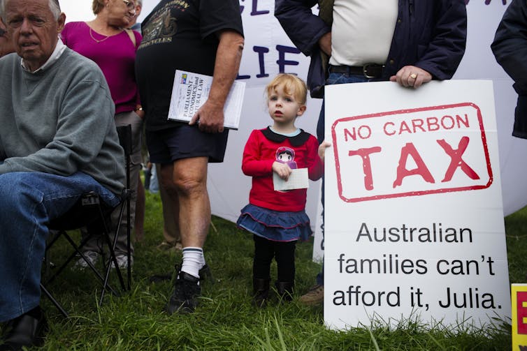 girl in crowd at carbon tax protest