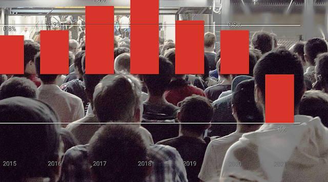 Crowd of people with graph superimposed