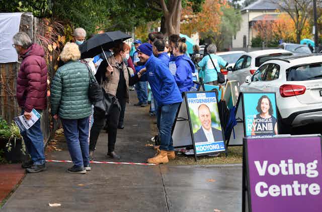 A voting centre in the Federal electorate of Kooyong in Melbourne