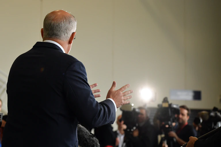 Scott Morrison in a campaign press conference