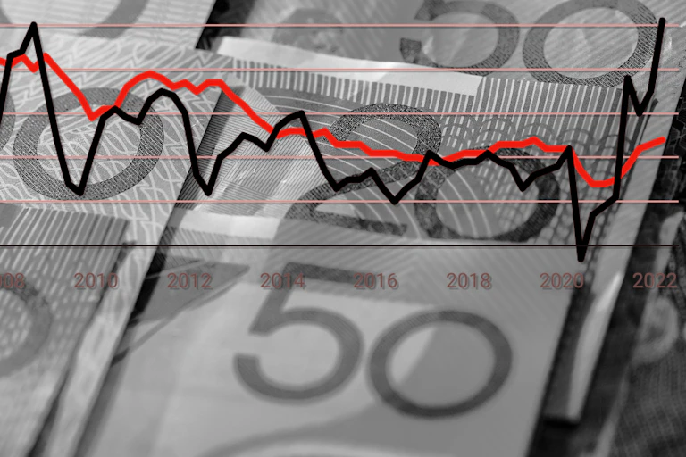 Banknotes with graph superimposed