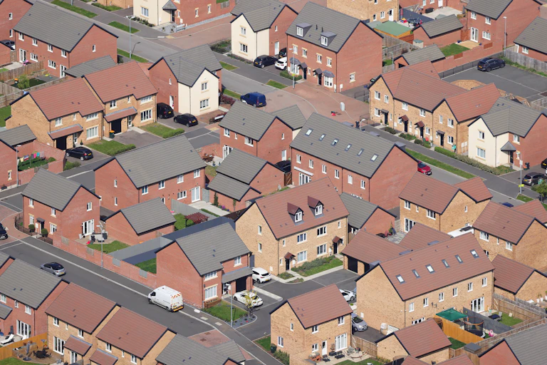 Aerial shot of new houses