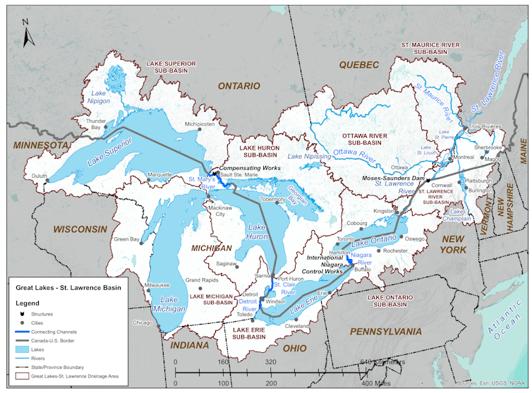 Map of the Great Lakes-St. Lawrence Basin