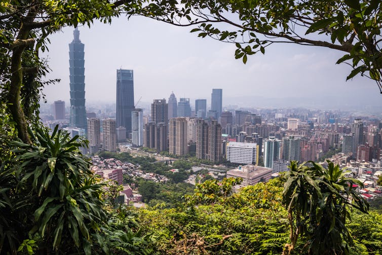 Taiwan city scape from mountain