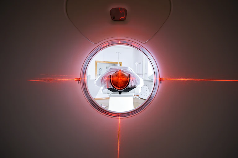 A patient in a CAT scanner