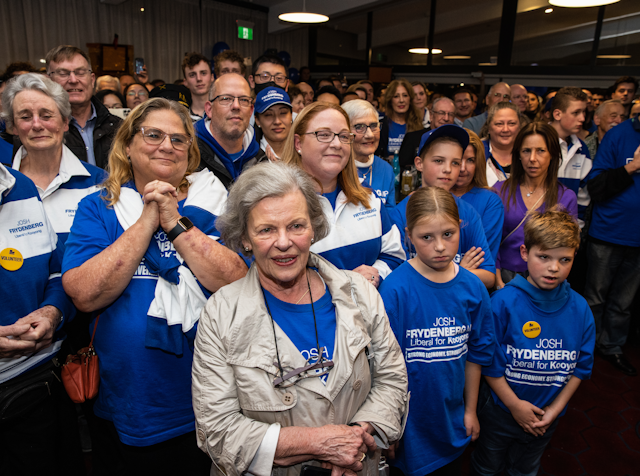Liberal candidate Josh Frydenberg’s supporters gather during the Liberal Party Reception for the 2022 Federal Election, at Grace Park Hawthorn Club in the seat of Kooyong.