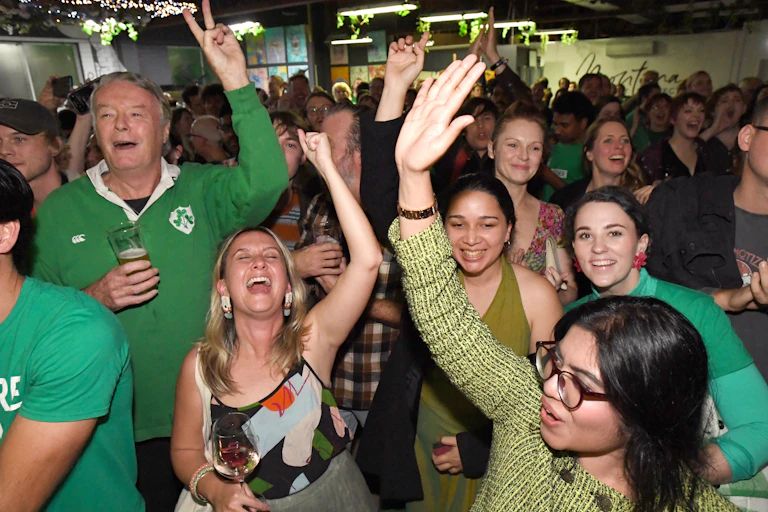 Greens supporters party on election night.