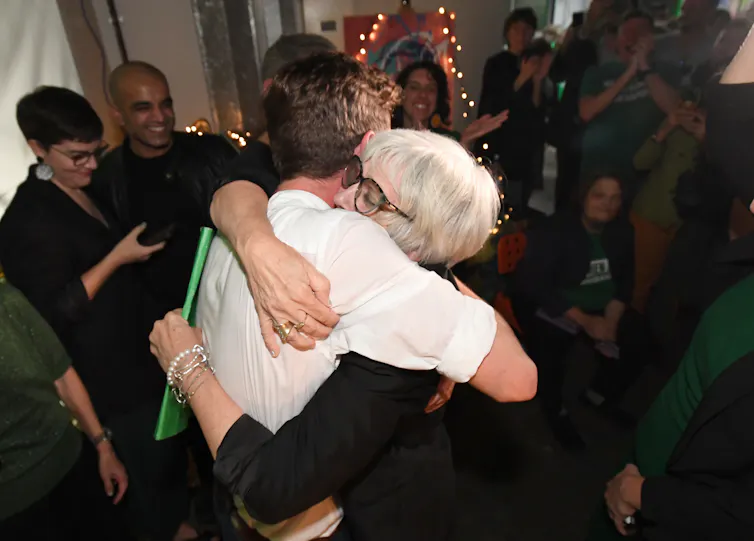 Greens celebrating