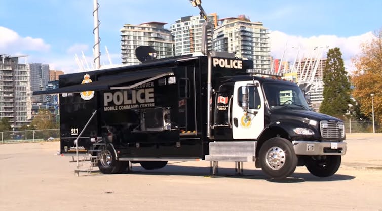 A photo of the Mobile Command Centre - a black van.